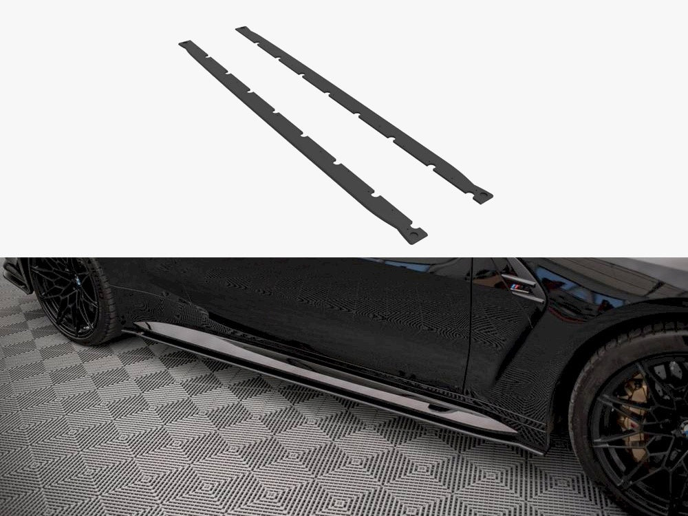 Street PRO Side Skirts Diffusers - BMW M4 G82 (2021-) - Black-Red)