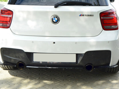 Central Rear Splitter (Vertical Bars) - BMW 1 Series F20 / F21 (Textured)