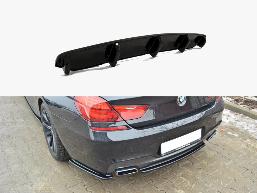 Central Rear Splitter (Vertical Bars) - BMW 6 Series (Gran Coupe M Sport - Textured)