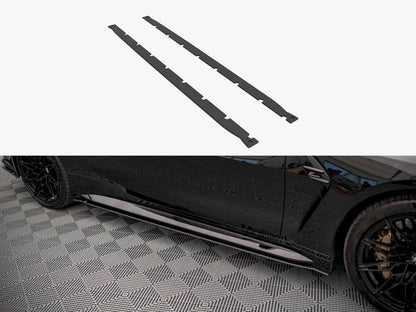 Street PRO Side Skirts Diffusers - BMW M4 G82 (2021-) - Black-Red)