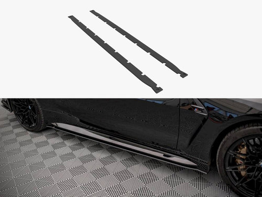 Street PRO Side Skirts Diffusers - BMW M4 G82 (2021-) - Black-Red)