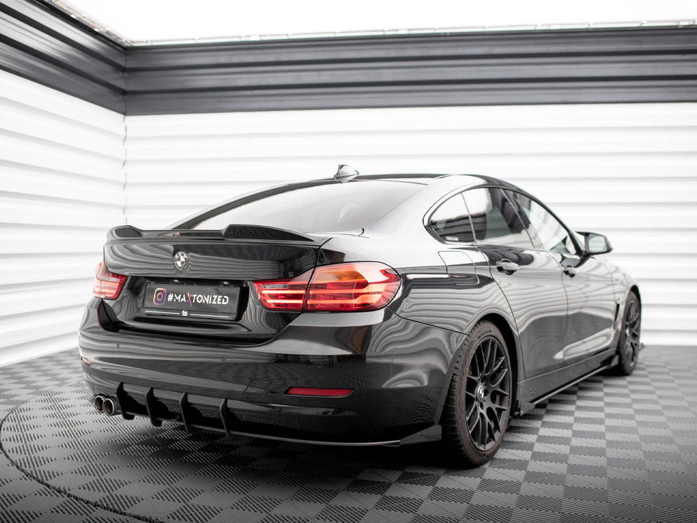 Street PRO Rear Diffuser + Flaps - BMW 4 Series (Gran Coupe F36 - Black-Red + Gloss Flaps)