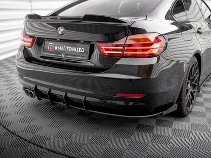 Street PRO Rear Diffuser + Flaps - BMW 4 Series (Gran Coupe F36 - Black-Red + Gloss Flaps)