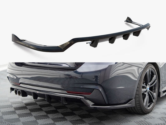 Central Rear Splitter (Vertical Bars) - BMW 4 Series (Coupe / Gran Coupe / Cabrio M-Pack F32 / F36 / F33)