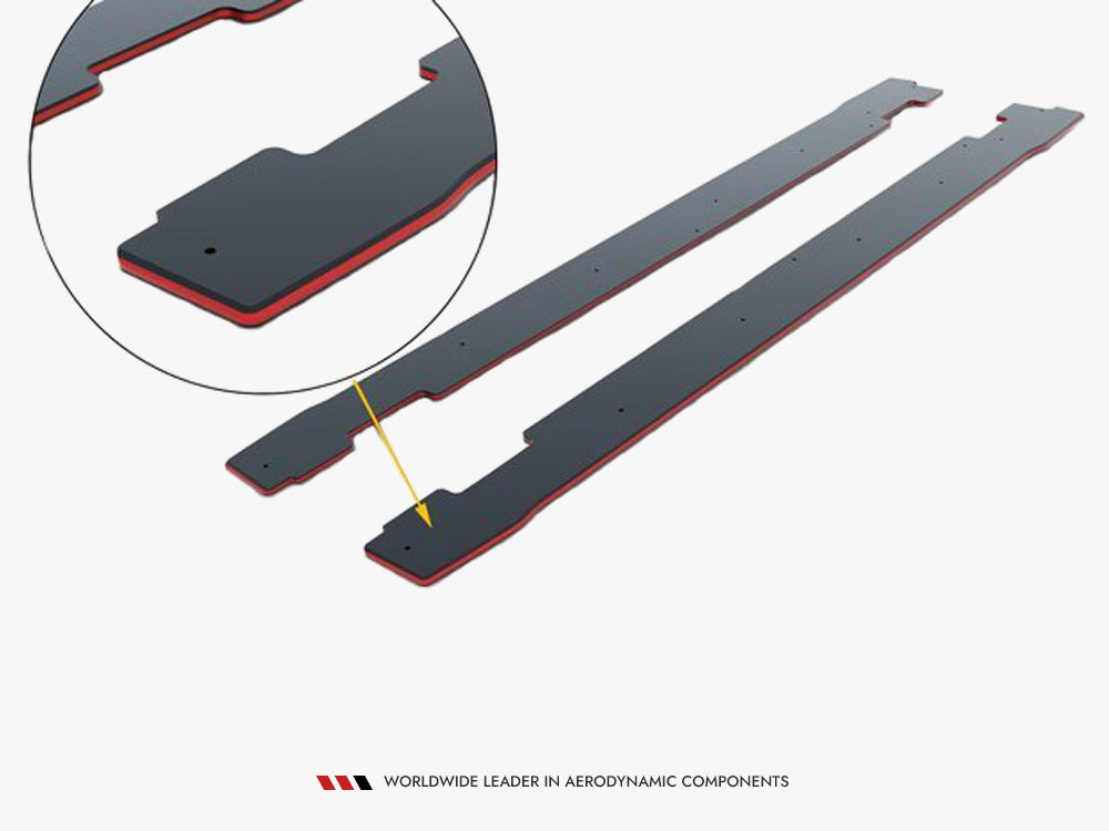 Street PRO Side Skirts Diffusers - BMW M4 G82 (2021-) - Black-Red)